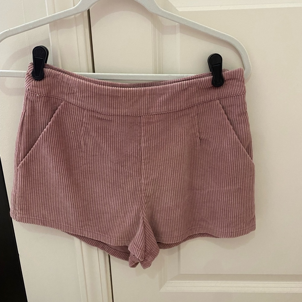 She + Sky Pink Corduroy Shorts